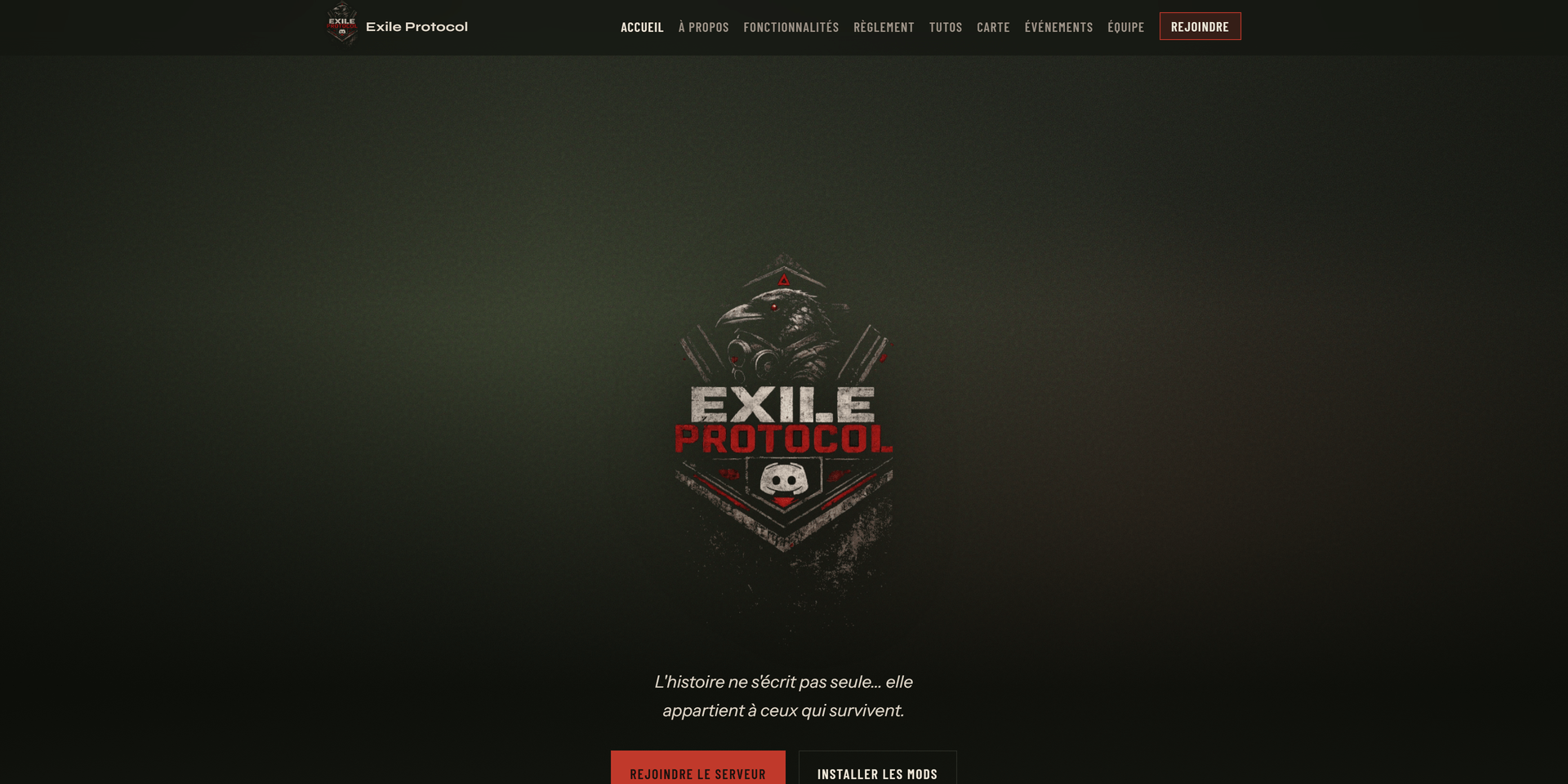 Exile Protocol - page d'accueil